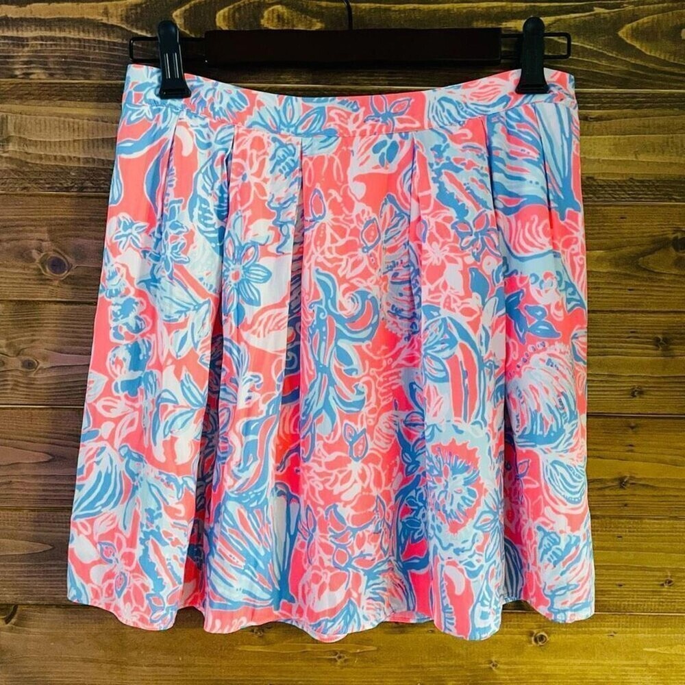 Lilly Pulitzer Pleated‎ Skirt Lined Seashell Print Tropical